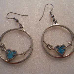 Southwest Style Inlay Heart Earrings